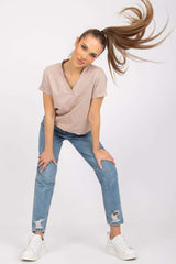 beige t-shirt for women, romantic & glamorous, bfg fashion