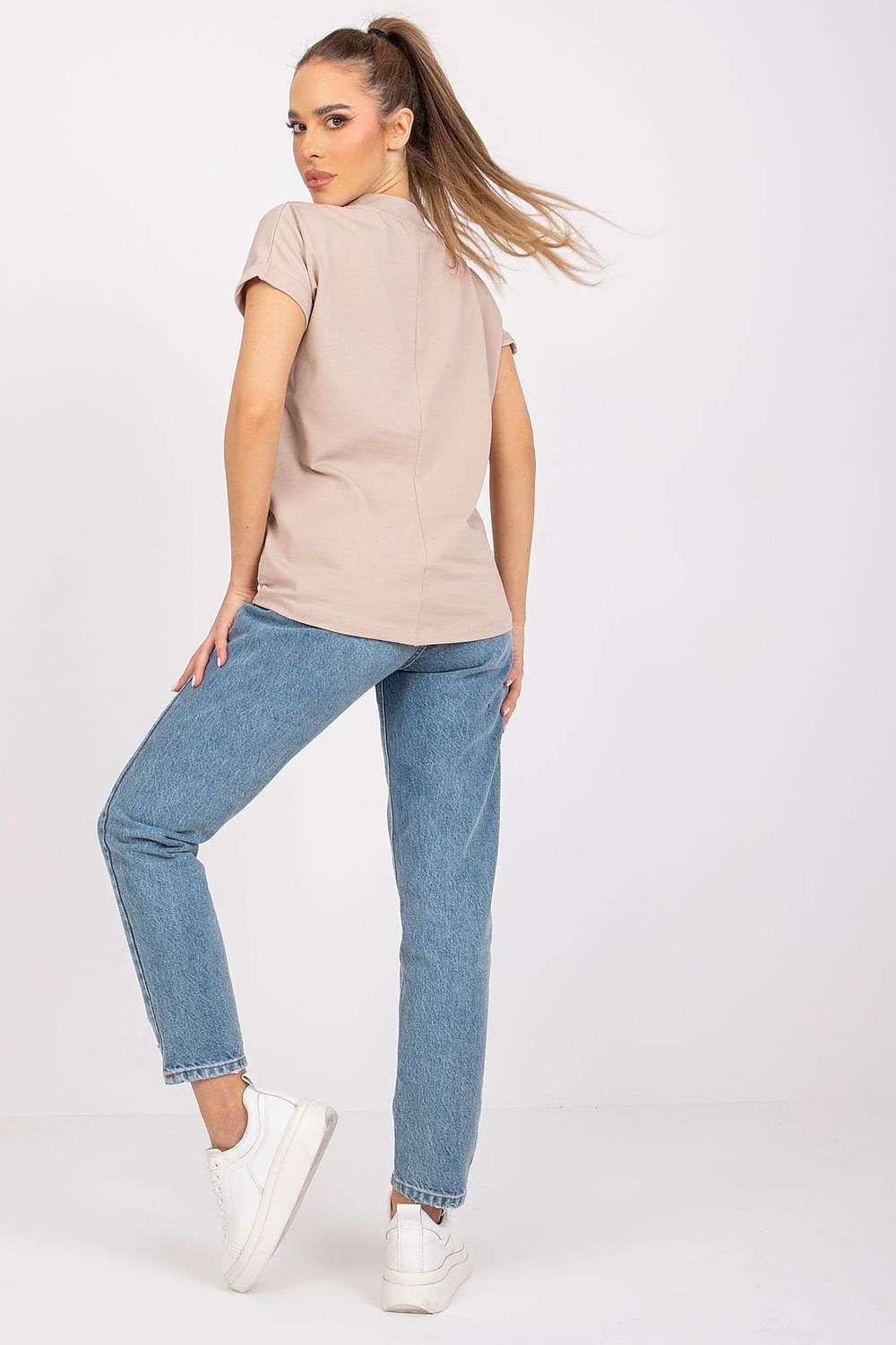 beige t-shirt for women, romantic & glamorous, bfg fashion