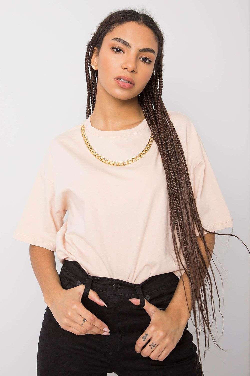 pink t-shirt for women, flowy & glamorous, rue paris fashion