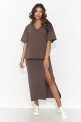 beige set  for women , cozy & flowing, numinou fashion