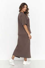 beige set  for women , cozy & flowing, numinou fashion