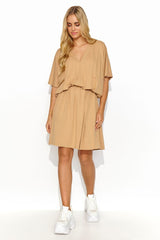 beige daydress  for women , airy & graceful, makadamia fashion