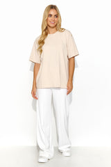 brown t-shirt  for women , bold & lightweight, makadamia fashion