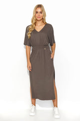brown daydress  for women , soft & cozy, makadamia fashion