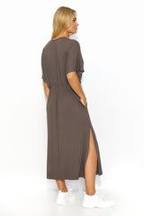 brown daydress  for women , soft & cozy, makadamia fashion