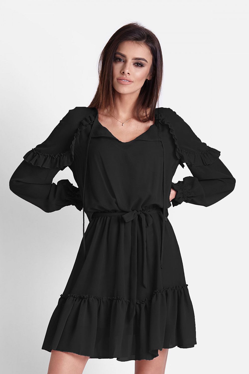 black cocktail dress for women, sleek & flowy, ivon fashion