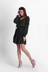 black cocktail dress for women, sleek & flowy, ivon fashion
