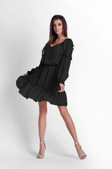 black cocktail dress for women, sleek & flowy, ivon fashion