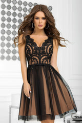 beige evening dress for women, minimal & tailored, bicotone fashion
