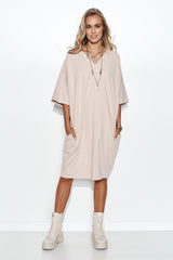 beige daydress for women, delicate & lightweight, makadamia fashion