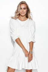 beige daydress for women, dainty & practical, makadamia fashion