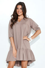 beige daydress for women, youthful & shiny, numinou fashion