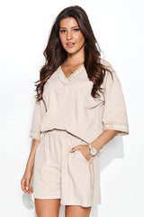 beige set for women, elegant & glamorous, numinou fashion