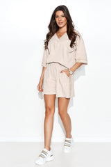 beige set for women, elegant & glamorous, numinou fashion