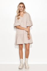 beige daydress for women, airy & breezy, makadamia fashion