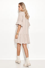 beige daydress for women, airy & breezy, makadamia fashion