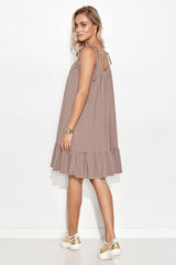 beige daydress for women, subtle & flowing, makadamia fashion