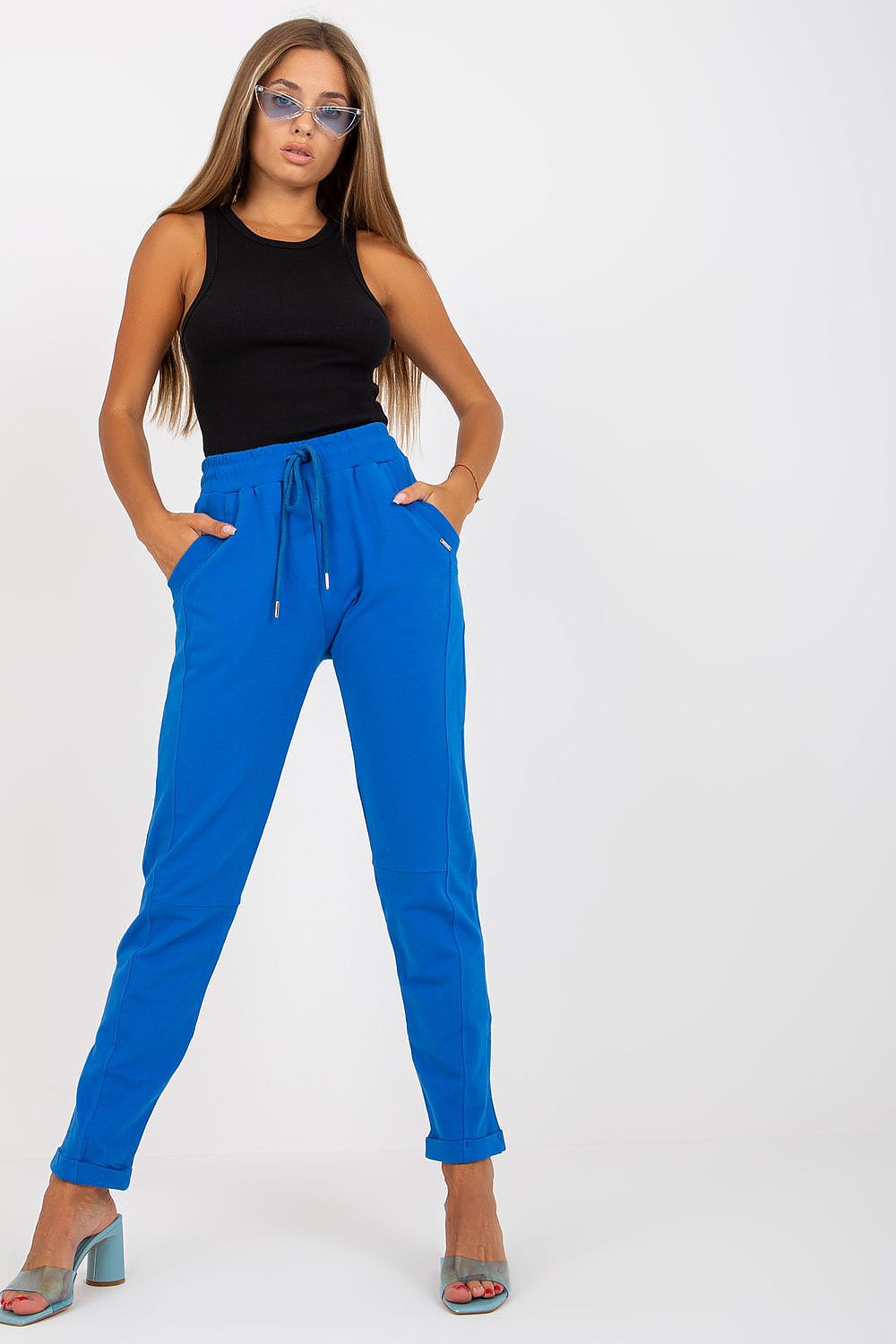 blue tracksuit trousers for women, sophisticated & flattering, relevance fashion