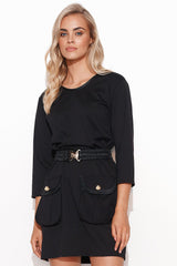 black daydress for women, dainty & form-fitting, makadamia fashion