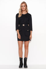 black daydress for women, dainty & form-fitting, makadamia fashion