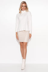 beige turtleneck for women, romantic & lightweight, makadamia fashion