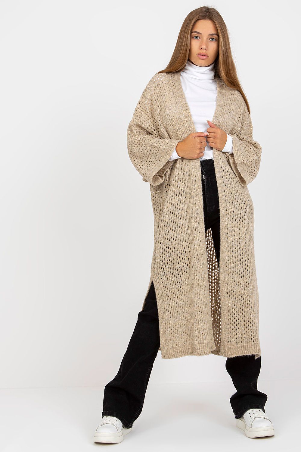 beige cardigan for women, flowy & playful, och bella fashion