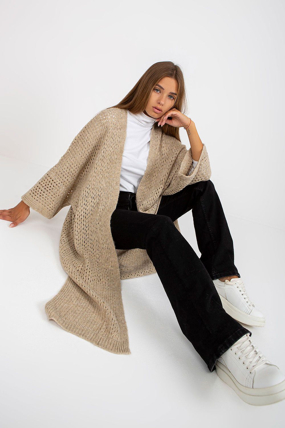beige cardigan for women, flowy & playful, och bella fashion