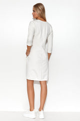 beige daydress for women, shimmering & luxurious, makadamia fashion