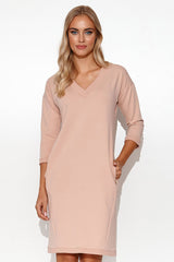 beige daydress for women, shimmering & luxurious, makadamia fashion