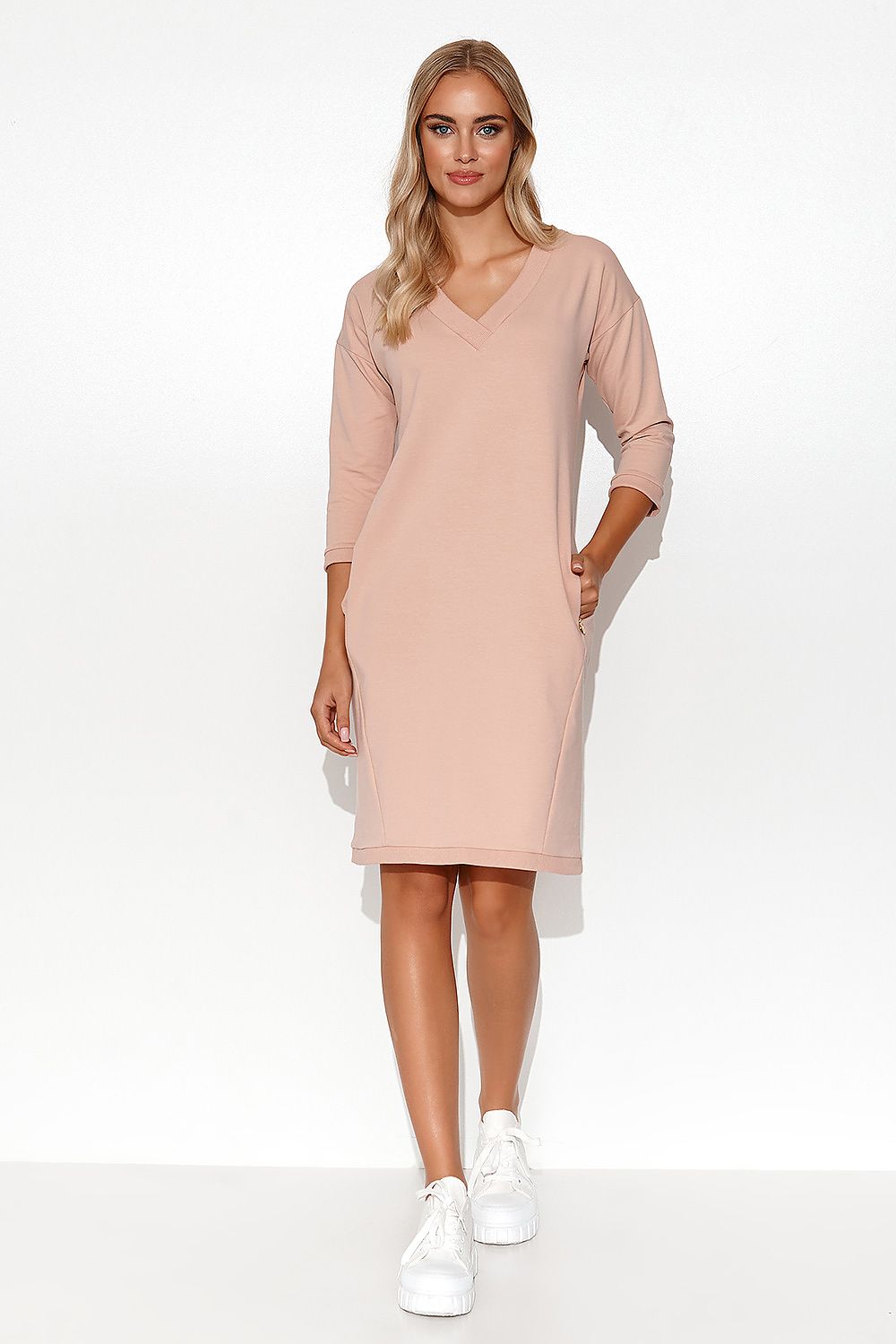 beige daydress for women, shimmering & luxurious, makadamia fashion
