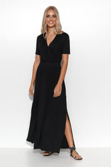 black daydress for women, sleek & romantic, makadamia fashion