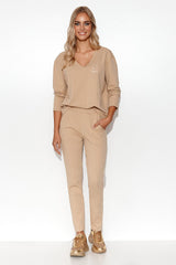 beige set for women, structured & tailored, makadamia fashion
