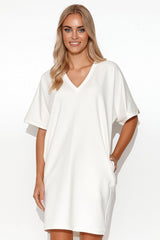beige daydress for women, luxe & functional, makadamia fashion