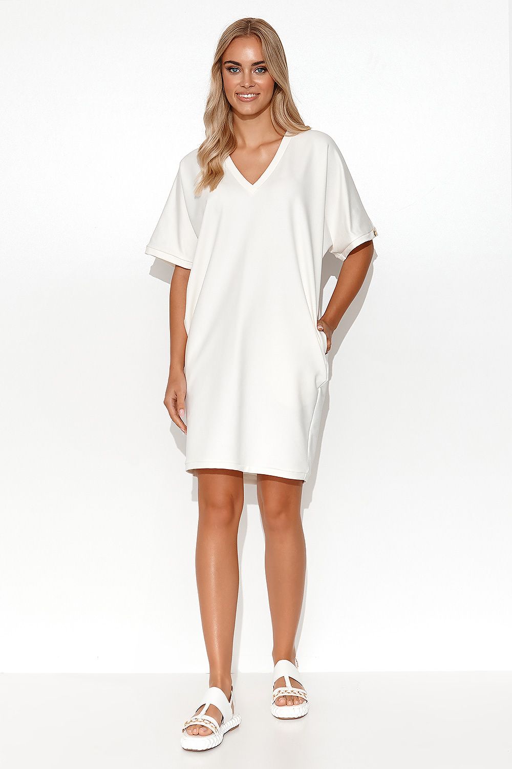 beige daydress for women, luxe & functional, makadamia fashion