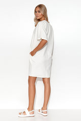 beige daydress for women, luxe & functional, makadamia fashion