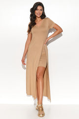 beige daydress for women, fitted & fresh, numinou fashion