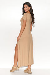 beige daydress for women, fitted & fresh, numinou fashion