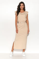 beige daydress for women, flowy & classic, numinou fashion