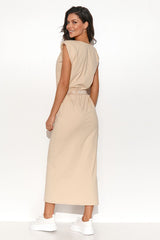 beige daydress for women, flowy & classic, numinou fashion