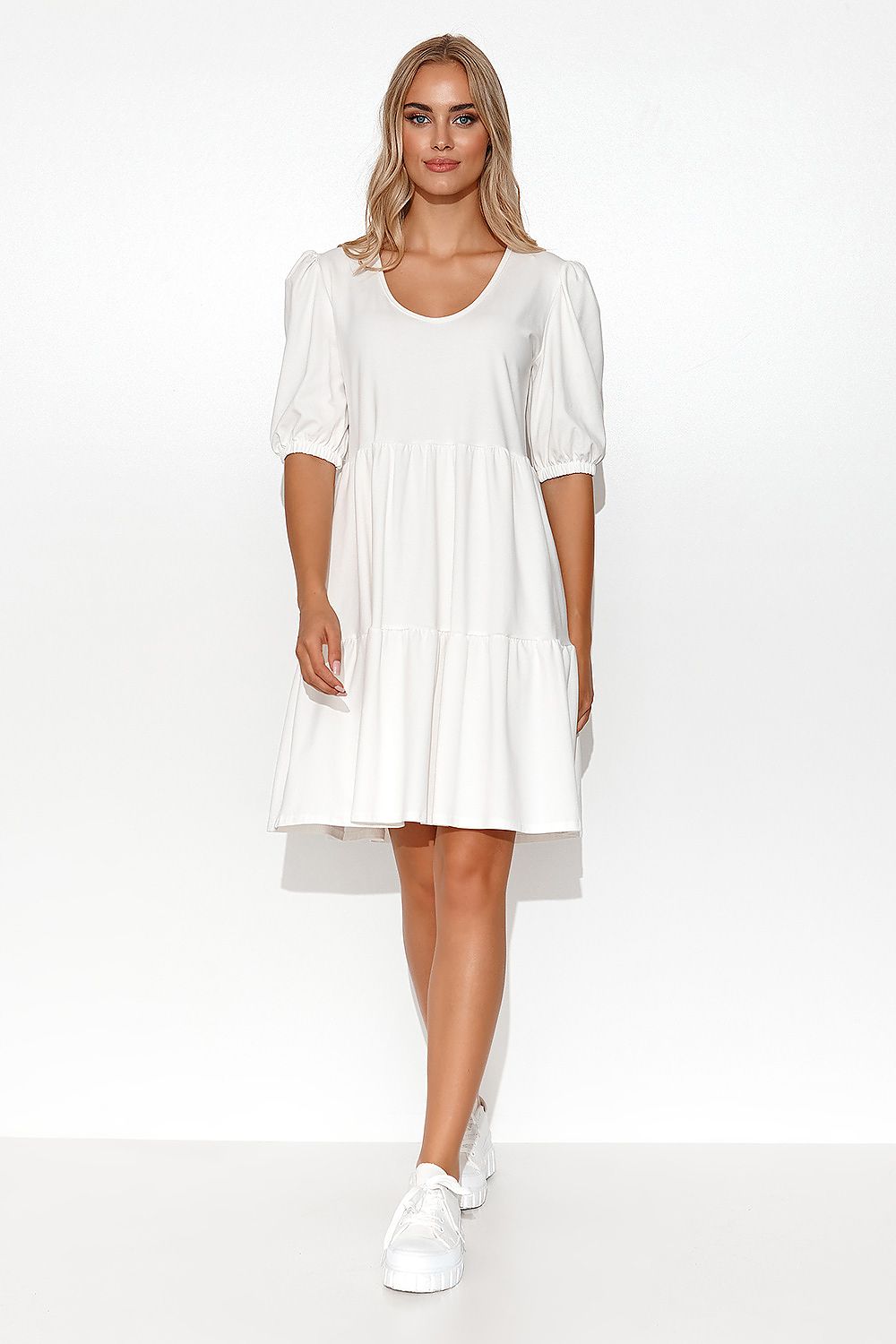 beige daydress for women, modern & lightweight, makadamia fashion