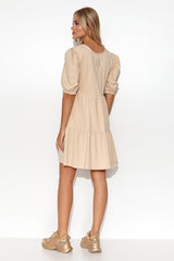 beige daydress for women, modern & lightweight, makadamia fashion