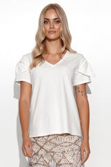 beige blouse for women, cute & formal, makadamia fashion