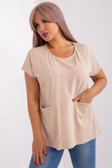 beige plus size blouse for women, artistic & structured, relevance fashion