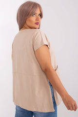 beige plus size blouse for women, artistic & structured, relevance fashion