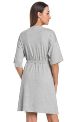 grey bathrobe for women, relaxed & beautiful, teyli fashion