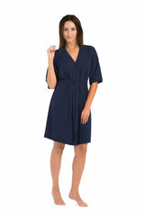 navy blue bathrobe for women, stylish & delicate, teyli fashion