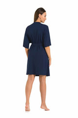 navy blue bathrobe for women, stylish & delicate, teyli fashion