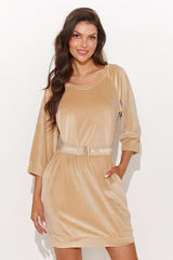beige daydress for women, modern & polished, numinou fashion