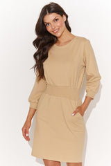 beige daydress for women, youthful & graceful, numinou fashion