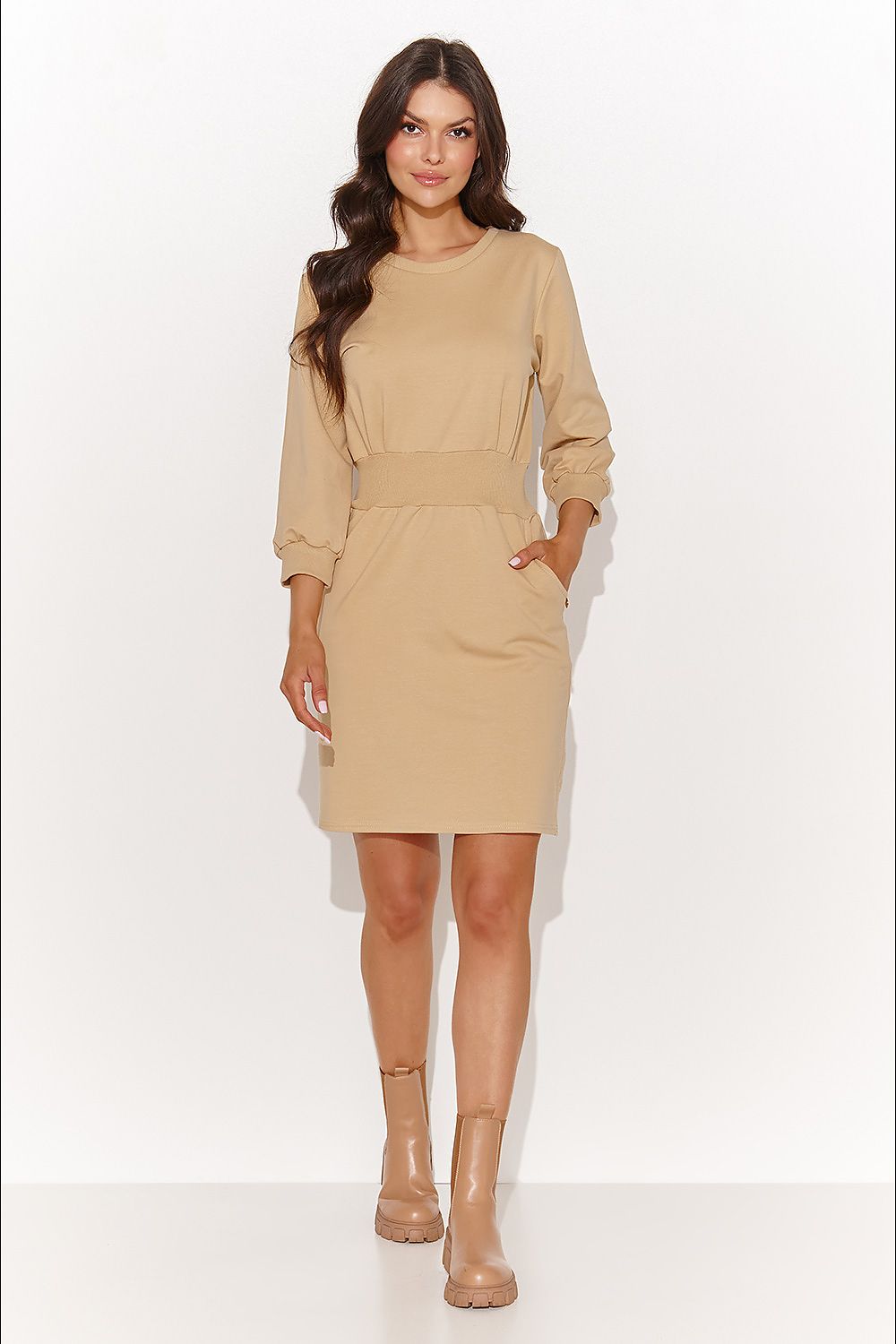 beige daydress for women, youthful & graceful, numinou fashion